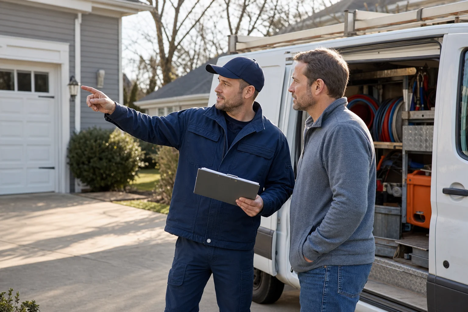 Representative contractor discussing a project with a homeowner